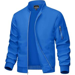 imageMAGCOMSEN Mens Bomber Jacket Lightweight Casual Windbreaker Spring Fall Zip Up Coat with 5 Pocket01 Blue Green