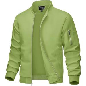 imageMAGCOMSEN Mens Bomber Jacket Lightweight Casual Windbreaker Spring Fall Zip Up Coat with 5 Pocket01 Olive Green