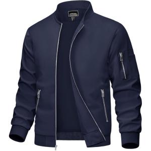 imageMAGCOMSEN Mens Bomber Jacket Lightweight Casual Windbreaker Spring Fall Zip Up Coat with 5 Pocket02 Navy