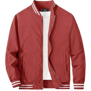 imageMAGCOMSEN Mens Bomber Jacket Lightweight Windbreaker Jackets Zip Up Windproof Jackets Casual Spring Fall Coat for GolfOrange