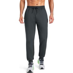 imageMAGCOMSEN Mens Fleece Joggers with Pockets Winter Warm Pants Workout Athletic Gym Sweatpants for MenDark Grey