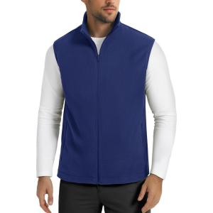 imageMAGCOMSEN Mens Fleece Vest Lightweight Zip Up Winter Vests Outerwear Warm Polar Sleeveless Jacket with Pockets Casual GolfBright Blue