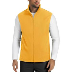 imageMAGCOMSEN Mens Fleece Vest Lightweight Zip Up Winter Vests Outerwear Warm Polar Sleeveless Jacket with Pockets Casual GolfGinger
