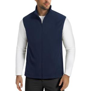 imageMAGCOMSEN Mens Fleece Vest Lightweight Zip Up Winter Vests Outerwear Warm Polar Sleeveless Jacket with Pockets Casual GolfNavy