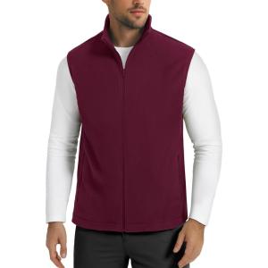 imageMAGCOMSEN Mens Fleece Vest Lightweight Zip Up Winter Vests Outerwear Warm Polar Sleeveless Jacket with Pockets Casual GolfWine Red