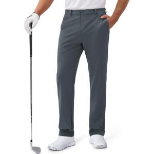 imageMAGCOMSEN Mens Golf Pants Classic Fit  30quot32quot34quot Stretch Water Resistant Quick Dry Flat Front Dress Pants with 5 PocketsDark Grey