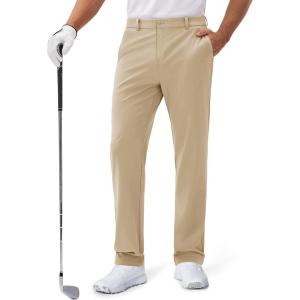 imageMAGCOMSEN Mens Golf Pants Classic Fit  30quot32quot34quot Stretch Water Resistant Quick Dry Flat Front Dress Pants with 5 PocketsKhaki