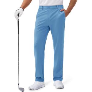 imageMAGCOMSEN Mens Golf Pants Classic Fit  30quot32quot34quot Stretch Water Resistant Quick Dry Flat Front Dress Pants with 5 PocketsLight Blue