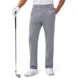 imageMAGCOMSEN Mens Golf Pants Classic Fit  30quot32quot34quot Stretch Water Resistant Quick Dry Flat Front Dress Pants with 5 PocketsLight Grey