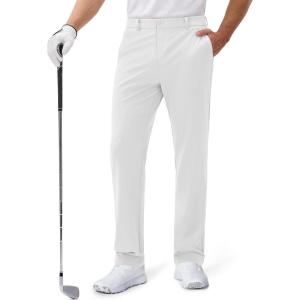 imageMAGCOMSEN Mens Golf Pants Classic Fit  30quot32quot34quot Stretch Water Resistant Quick Dry Flat Front Dress Pants with 5 PocketsWhite