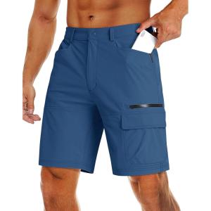 imageMAGCOMSEN Mens Hiking Cargo Shorts 9quot Quick Dry Lightweight Summer Casual Shorts for Men Work Golf Outdoor 5 PocketsBlue Grey