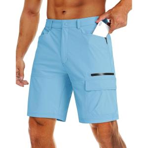 imageMAGCOMSEN Mens Hiking Cargo Shorts 9quot Quick Dry Lightweight Summer Casual Shorts for Men Work Golf Outdoor 5 PocketsSky Blue