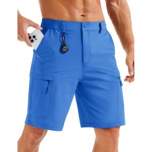 imageMAGCOMSEN Mens Hiking Cargo Shorts Quick Dry Lightweight 9quot Golf Shorts Summer Casual Work Outdoor with 5 Zipper PocketsAzure