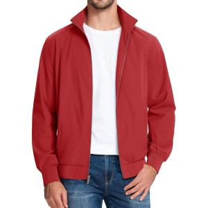 imageMAGCOMSEN Mens Lightweight Bomber Jacket Windproof Water Resistant Zip Up Coat Stand Up Collar Windbreaker with 3 PocketsOrange Red