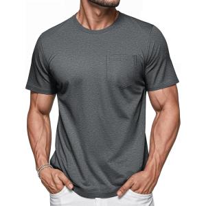imageMAGCOMSEN Mens Pocket T Shirts Short Sleeve Cotton Moisture Wicking Plain Tshirts Casual Lightweight Summer Basic TeesDark Greycotton Blend