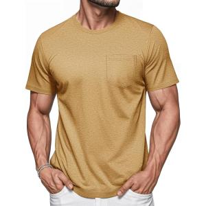 imageMAGCOMSEN Mens Pocket T Shirts Short Sleeve Cotton Moisture Wicking Plain Tshirts Casual Lightweight Summer Basic TeesEarthy Yellowcotton Blend