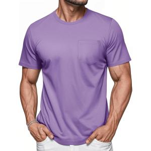 imageMAGCOMSEN Mens Pocket T Shirts Short Sleeve Cotton Moisture Wicking Plain Tshirts Casual Lightweight Summer Basic TeesLight Purplecotton