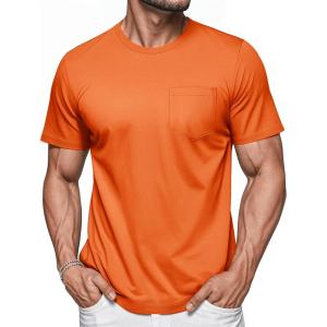 imageMAGCOMSEN Mens Pocket T Shirts Short Sleeve Cotton Moisture Wicking Plain Tshirts Casual Lightweight Summer Basic TeesOrangecotton