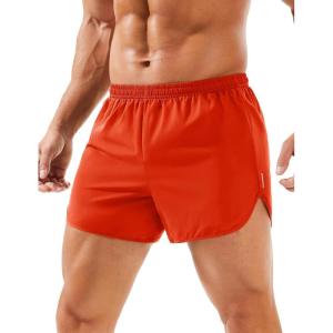 imageMAGCOMSEN Mens Running Shorts Mens 3 Inch Shorts Quick Dry Lightweight for Athleic Workout Gym Sports with Liner PocketOrange Red