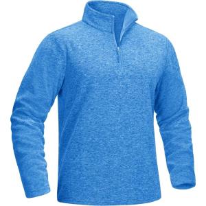 imageMAGCOMSEN Mens Shirts 14 Zip Fleece Pullover MidWeight Long Sleeve Sweatshirts Athletic ShirtsSea Blue