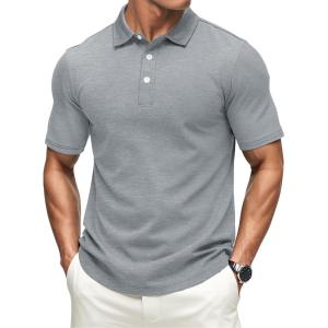 imageMAGCOMSEN Mens ShortSleeve PoloGolf Shirts for Men 3Button Moisture WickingAthletic Outdoor Collared TShirtSliver