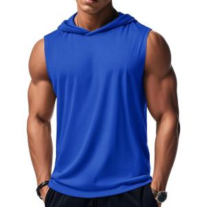 imageMAGCOMSEN Mens Tank Top Sleeveless Hoodie Cotton TShirt Summer Casual Shirt Muscle TeeColor Blue