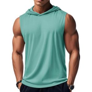 imageMAGCOMSEN Mens Tank Top Sleeveless Hoodie Cotton TShirt Summer Casual Shirt Muscle TeeGrey Green