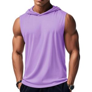 imageMAGCOMSEN Mens Tank Top Sleeveless Hoodie Cotton TShirt Summer Casual Shirt Muscle TeeLight Purple