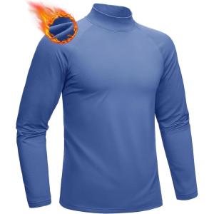 imageMAGCOMSEN Mens Thermal Shirt Fleece Lined Long Sleeve Undershirts Athletic Warm Base Layer Winter TopBlue Grey