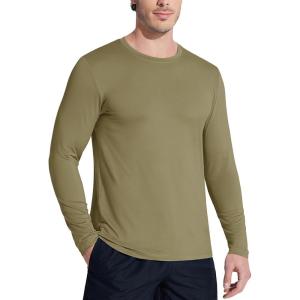 imageMAGCOMSEN Mens UPF 50 Shirts Long Sleeve UV Protection Quick Dry TShirt Rash Guard for Fishing Running BeachDull Cyan