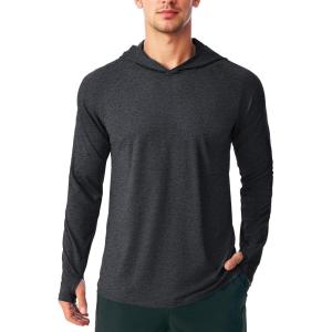 imageMAGCOMSEN Mens UPF 50 Sun Protection Hoodie Lightweight Long Sleeve Rash Guard Shirts Fishing Swim Athletic WorkoutBlack
