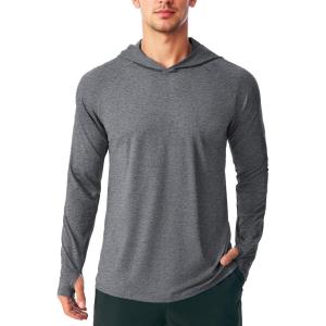 imageMAGCOMSEN Mens UPF 50 Sun Protection Hoodie Lightweight Long Sleeve Rash Guard Shirts Fishing Swim Athletic WorkoutDark Grey