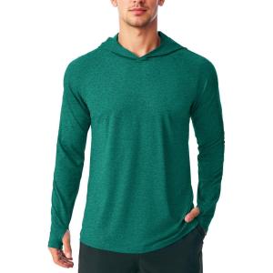 imageMAGCOMSEN Mens UPF 50 Sun Protection Hoodie Lightweight Long Sleeve Rash Guard Shirts Fishing Swim Athletic WorkoutEmerald Green
