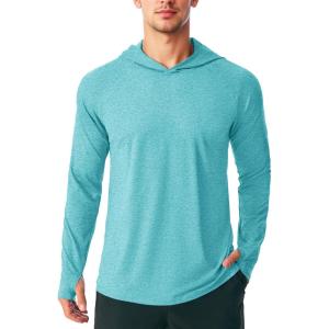 imageMAGCOMSEN Mens UPF 50 Sun Protection Hoodie Lightweight Long Sleeve Rash Guard Shirts Fishing Swim Athletic WorkoutLight Green