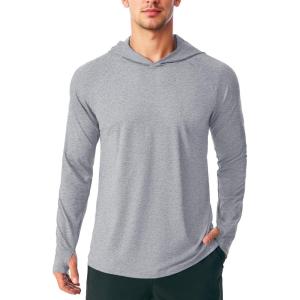 imageMAGCOMSEN Mens UPF 50 Sun Protection Hoodie Lightweight Long Sleeve Rash Guard Shirts Fishing Swim Athletic WorkoutLight Grey
