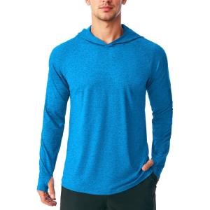 imageMAGCOMSEN Mens UPF 50 Sun Protection Hoodie Lightweight Long Sleeve Rash Guard Shirts Fishing Swim Athletic WorkoutSea Blue