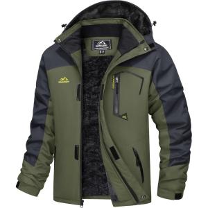 imageMAGCOMSEN Mens Winter Coats Water Resistant Ski Snow Jacket Warm Fleece Jacket Parka Raincoats With Hood MultiPocketsArmy Green