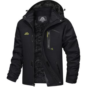 imageMAGCOMSEN Mens Winter Coats Water Resistant Ski Snow Jacket Warm Fleece Jacket Parka Raincoats With Hood MultiPocketsBlack