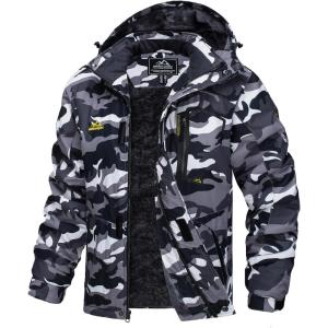 imageMAGCOMSEN Mens Winter Coats Water Resistant Ski Snow Jacket Warm Fleece Jacket Parka Raincoats With Hood MultiPocketsBlack Camo