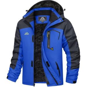 imageMAGCOMSEN Mens Winter Coats Water Resistant Ski Snow Jacket Warm Fleece Jacket Parka Raincoats With Hood MultiPocketsBlue