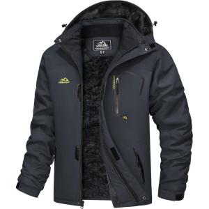 imageMAGCOMSEN Mens Winter Coats Water Resistant Ski Snow Jacket Warm Fleece Jacket Parka Raincoats With Hood MultiPocketsCharcoal Grey