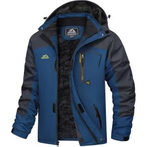 imageMAGCOMSEN Mens Winter Coats Water Resistant Ski Snow Jacket Warm Fleece Jacket Parka Raincoats With Hood MultiPocketsDenim Blue