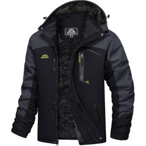 imageMAGCOMSEN Mens Winter Coats Water Resistant Ski Snow Jacket Warm Fleece Jacket Parka Raincoats With Hood MultiPocketsGrey