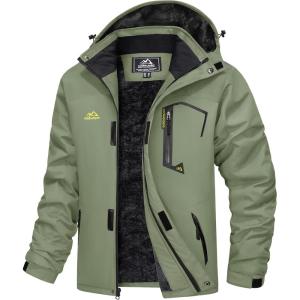 imageMAGCOMSEN Mens Winter Coats Water Resistant Ski Snow Jacket Warm Fleece Jacket Parka Raincoats With Hood MultiPocketsGrey Green
