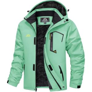 imageMAGCOMSEN Mens Winter Coats Water Resistant Ski Snow Jacket Warm Fleece Jacket Parka Raincoats With Hood MultiPocketsMint Green