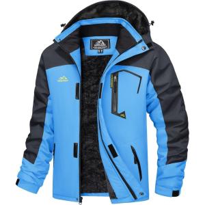 imageMAGCOMSEN Mens Winter Coats Water Resistant Ski Snow Jacket Warm Fleece Jacket Parka Raincoats With Hood MultiPocketsSky Blue