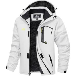 imageMAGCOMSEN Mens Winter Coats Water Resistant Ski Snow Jacket Warm Fleece Jacket Parka Raincoats With Hood MultiPocketsWhite