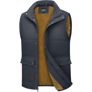 imageMAGCOMSEN Mens Winter Vest Outerwear Fleece Lined Outdoor Vest Warm Sleeveless JacketGrey