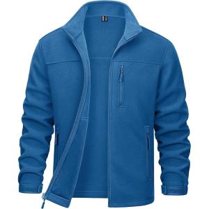 imageMAGCOMSEN Mens Winter Zip Up Polar Fleece Jacket Athletic Tactical Hiking Outdoor Jackets with 3 PocketsBlue Green