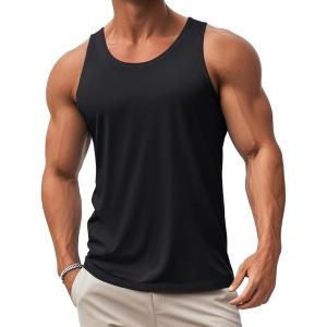 imageMAGCOMSEN Mens Workout Tank Tops Undershirt Cotton Muscle Athletic Sleeveless Shirts for Gym01black